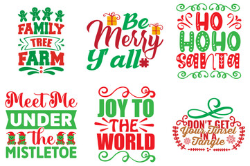 Merry Christmas Calligraphic Lettering Set Christmas Vector Illustration for Label, Vouchers, T-Shirt Design