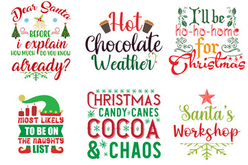 Happy Holiday and Winter Typography Set Christmas Vector Illustration for Presentation, Banner, Holiday Cards