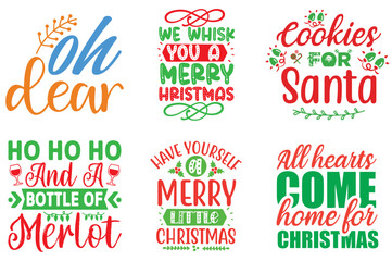 Merry Christmas and Holiday Celebration Inscription Set Christmas Vector Illustration for T-Shirt Design, Packaging, Banner