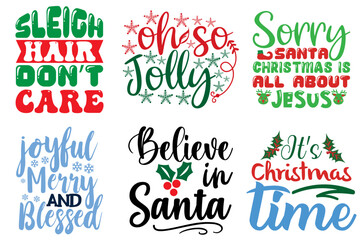 Merry Christmas and Winter Hand Lettering Set Christmas Vector Illustration for Logo, Icon, Stationery