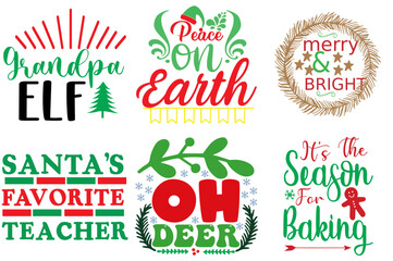 Happy Holiday and Winter Typography Set Christmas Vector Illustration for Magazine, Banner, Bookmark