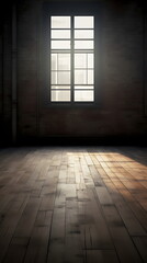 Simple room, black Wall, hardwood Floor