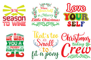 Christmas and New Year Typography Bundle Christmas Vector Illustration for Gift Card, Advertisement, Announcement