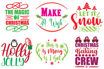 Christmas Festival and Winter Holiday Calligraphic Lettering Collection Christmas Vector Illustration for Vouchers, Stationery, Brochure