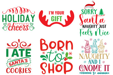 Christmas Festival and Winter Holiday Hand Lettering Set Christmas Vector Illustration for Logo, Motion Graphics, Postcard