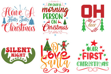 Christmas and Holiday Invitation Set Christmas Vector Illustration for Greeting Card, Bookmark, Magazine