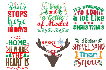 Christmas and Holiday Phrase Collection Christmas Vector Illustration for T-Shirt Design, Greeting Card, Printing Press