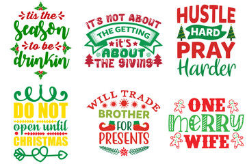 Merry Christmas and Winter Phrase Collection Christmas Vector Illustration for Mug Design, Presentation, Packaging