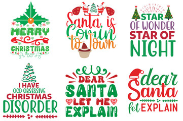 Merry Christmas Quotes Set Christmas Vector Illustration for Printable, Brochure, Greeting Card