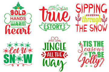 Merry Christmas and Winter Quotes Set Christmas Vector Illustration for Advertisement, Book Cover, Decal