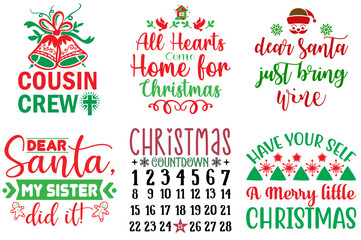Christmas and Winter Typographic Emblems Bundle Christmas Vector Illustration for Printable, Holiday Cards, Newsletter