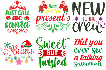 Christmas and New Year Calligraphic Lettering Collection Christmas Vector Illustration for Book Cover, Decal, Presentation
