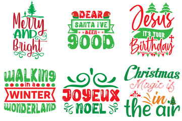 Christmas and Winter Calligraphy Bundle Christmas Vector Illustration for Bookmark, Magazine, T-Shirt Design