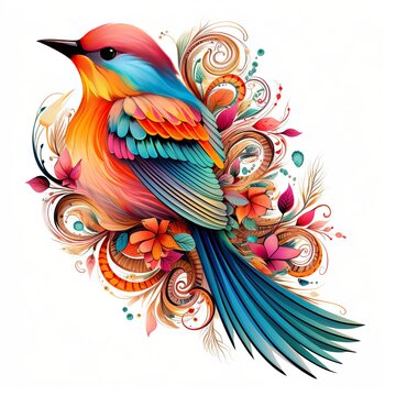 Intricate feather coloring in birds art