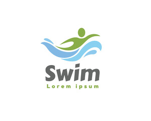 abstract swimming logo symbol design template illustration inspiration