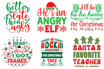Merry Christmas and Winter Typographic Emblems Set Christmas Vector Illustration for Banner, Motion Graphics, Printing Press