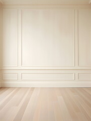 Simple room, ivory color Wall, hardwood Floor
