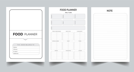 Editable Daily Food Journal Planner Kdp Interior printable template Design.