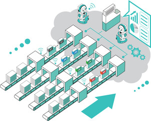 Obraz premium ペーパーレス・文書を電子化してクラウドで共有するイメージイラスト