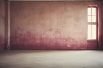 Simple room, sangria color Wall, concrete Floor