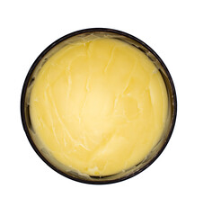 yellow cream in a jar on a transparent background 