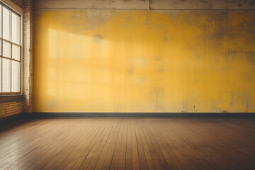 Simple room, yellow Wall, hardwood Floor