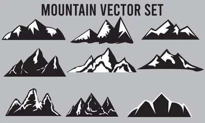 Poster Mountains silhouettes 9 set Shapes For Logos mountain icons set. vector illustration. © Charles stockio