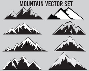 Mountains silhouettes 8 set Shapes For Logos mountain icons set. vector illustration.
