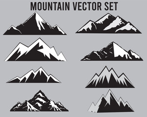 Mountains silhouettes. Rocky mountains icon or logo collection. silhouette Vector illustration.