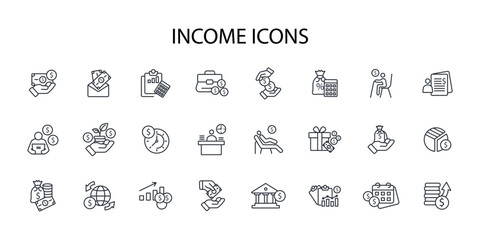 income icon set.vector.Editable stroke.linear style sign for use web design,logo.Symbol illustration. - obrazy, fototapety, plakaty