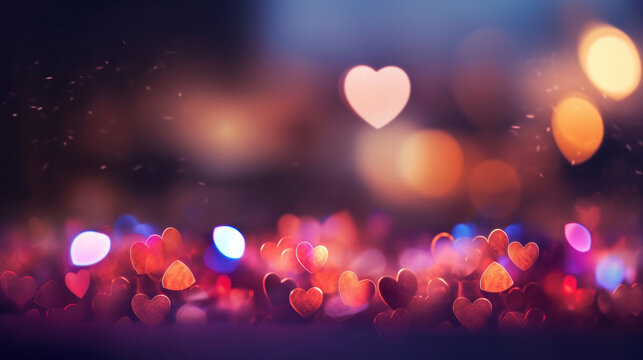 Colorful heart bokeh background