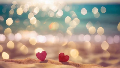 Foto op Plexiglas hearts in sand on the beach at sunset, Valentine day love © Mariusz Blach