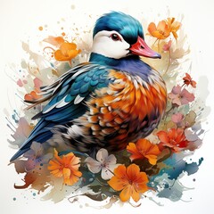 Mandarin ducks breathtaking coloration graphic