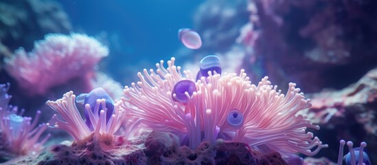 Fototapeta na wymiar Detailed anemones on a reef.