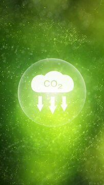 Concept loop carbon dioxide symbol on green vertical background.