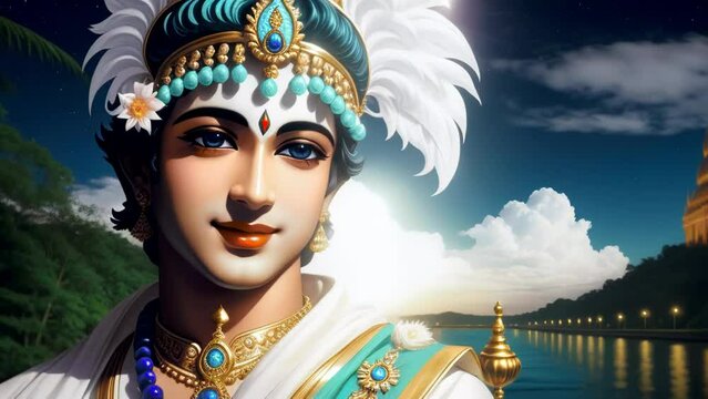 Lord Krishna Hindu god. AI Generated