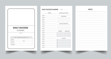 Editable Daily Success Planner Kdp Interior printable template Design.