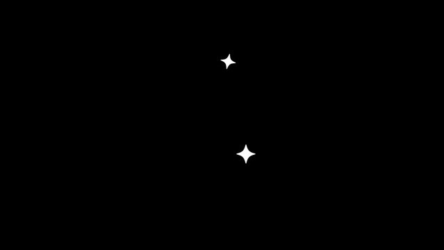 sparkling star animation cartoon blinking stars Glitter on the black background of the night sky