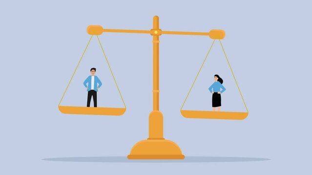 Male and female employees with equal career opportunities