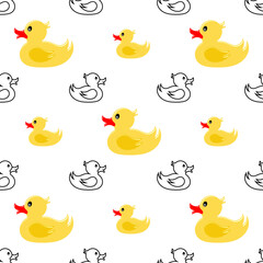 Rubber Duck Icon Seamless Pattern, Rubber Ducky, Duck Shape Toy