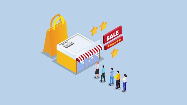 People queue Store mega sale