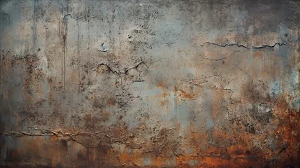 Poster Old rusty metal wall texture background. Abstract grunge background for design © ffunn