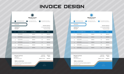 corporate modern professional business invoice template design.