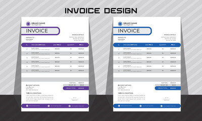 corporate modern professional business invoice template design.