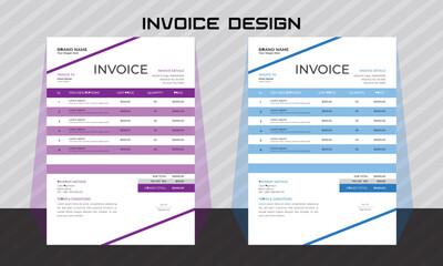 corporate modern professional business invoice template design.