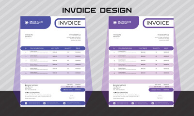 corporate modern professional business invoice template design.