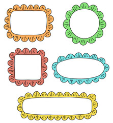 手書きのフレームセット、レトロでかわいい、ベクター