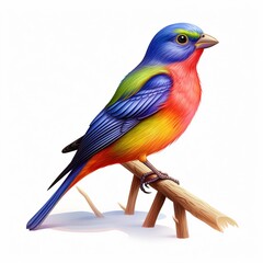 Painted Bunting on white background