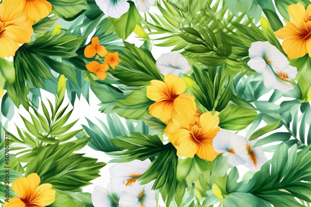 Wall mural beautiful flowers seamless pattern. ai generative