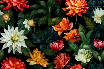 Tuinposter Blooming Flowers Seamless Pattern. Ai generative © sailor
